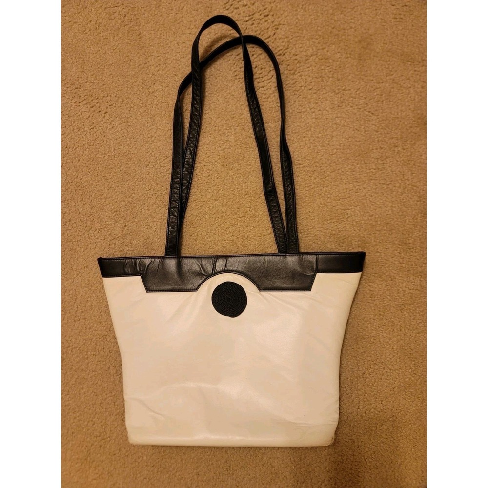 Timmy Woods Beverly Hills Beach Bag Leather White Vintage Rare